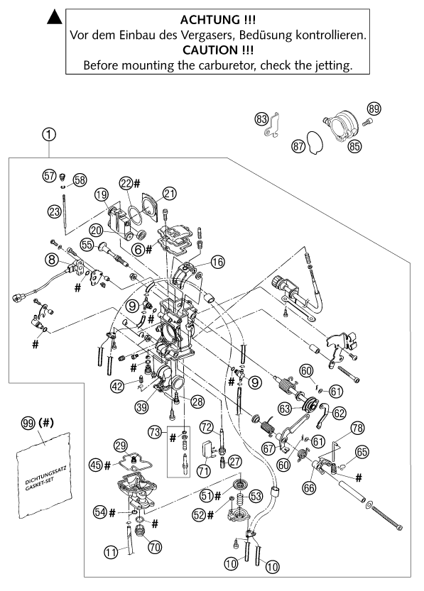 Sprängskiss: Carburetor – KTM 625 SC 2002