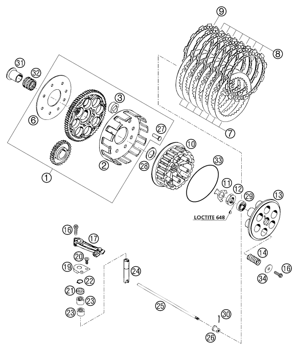 Sprängskiss: Clutch – KTM 625 SC 2002