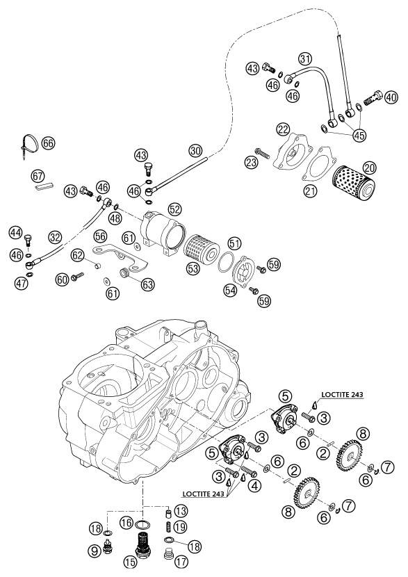 Sprängskiss: Lubricating System – KTM 625 SC 2002