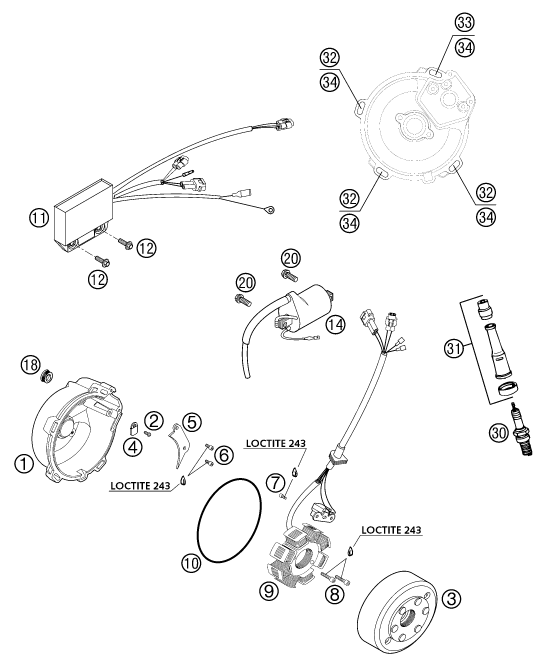 Sprängskiss: Ignition System – KTM 625 SC 2002