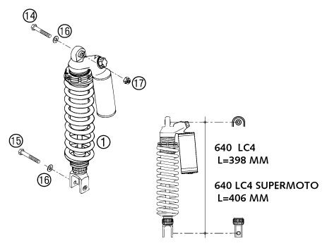 Sprängskiss: Shock Absorber – KTM 640 LC4-E ORANGE 18L 2002