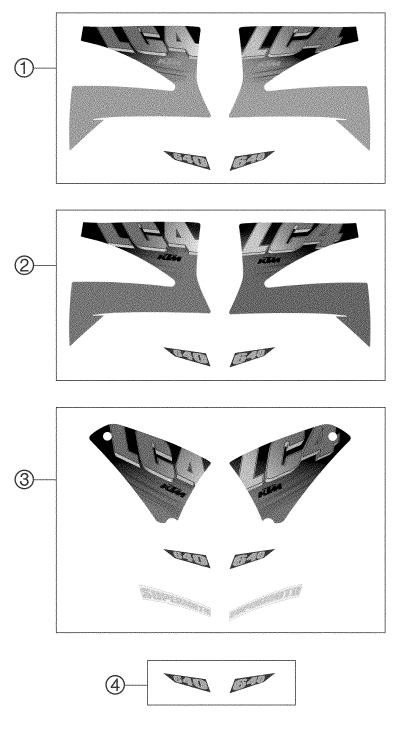Sprängskiss: Decal – KTM 640 LC4-E ORANGE 18L 2002