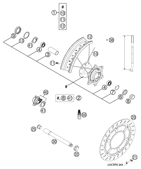 Sprängskiss: Front Wheel – KTM 640 LC4-E SUPER MOTO ROT 2002