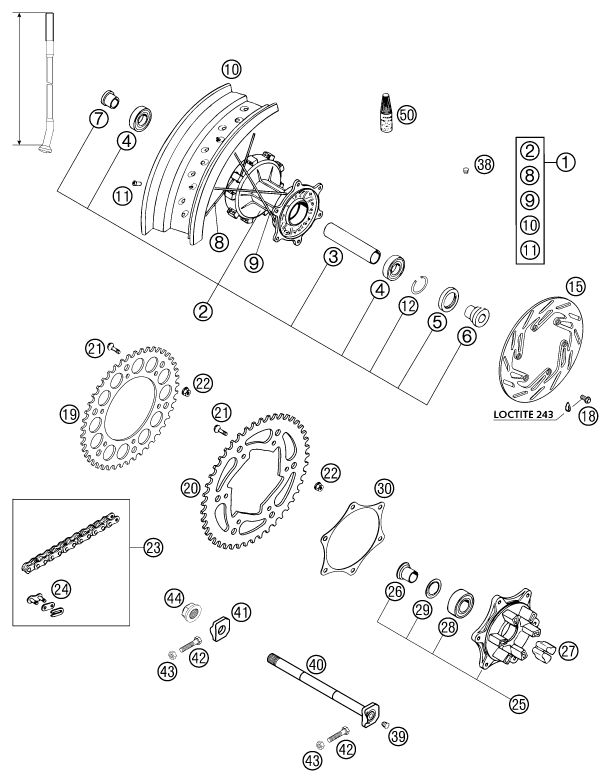 Sprängskiss: Rear Wheel – KTM 640 LC4-E SUPER MOTO ROT 2002