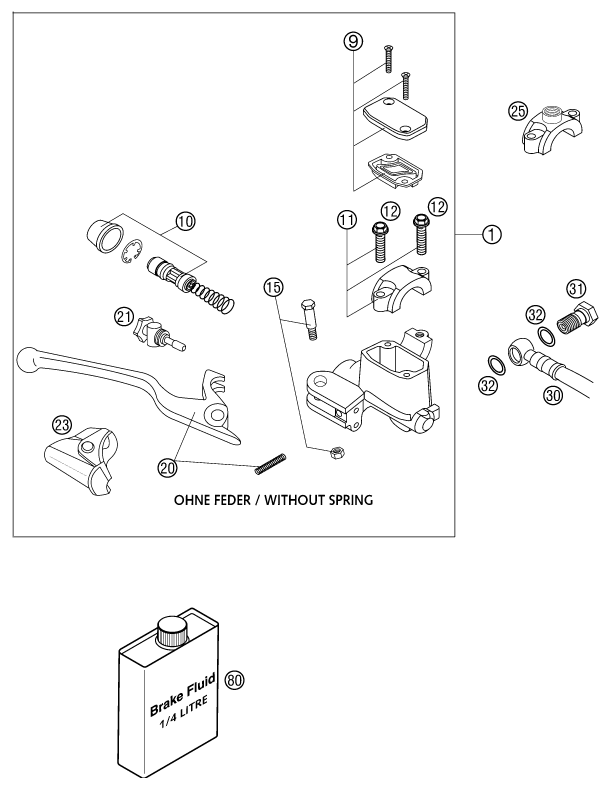 Sprängskiss: Front Brake Control – KTM 640 LC4 ADVENTURE 2003