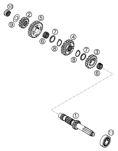 Sprängskiss: Transmission I - Main Shaft – KTM 640 DUKE II LIME 2000