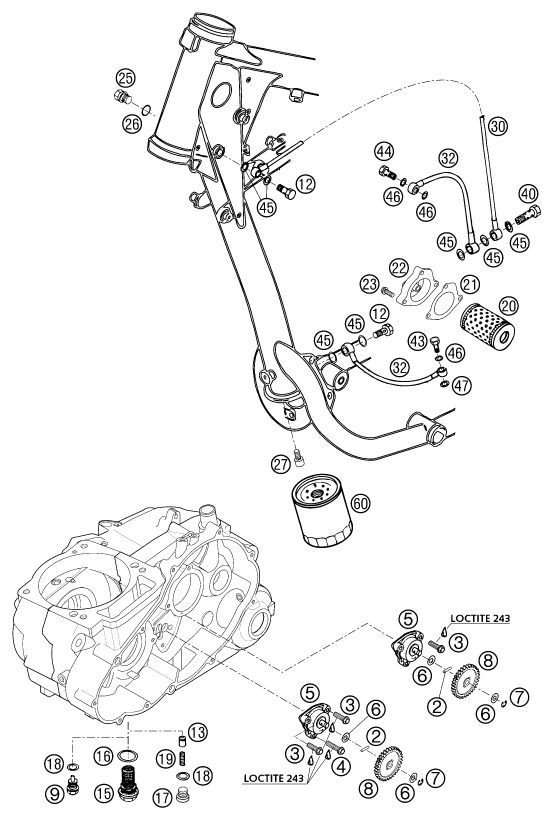 Sprängskiss: Lubricating System – KTM 640 DUKE II ORANGE 2002