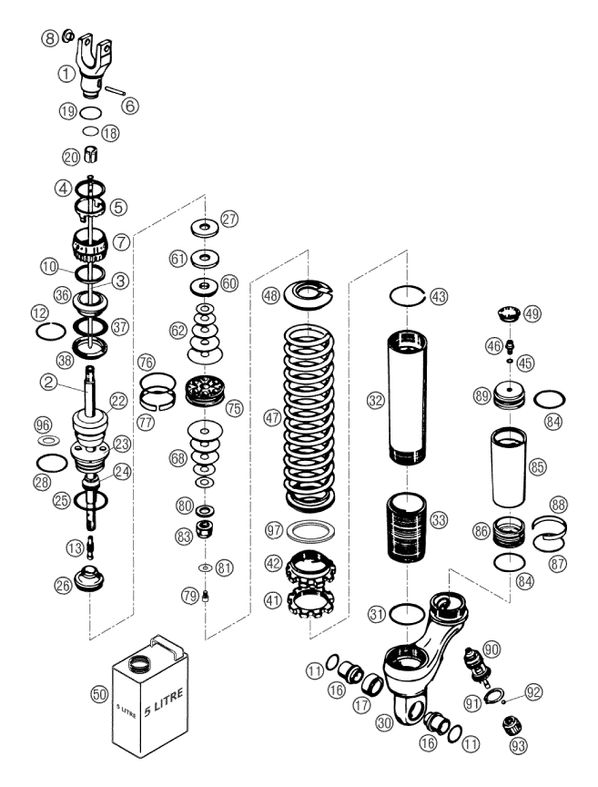 Sprängskiss: Shock Absorber Disassembled – KTM 660 RALLYE 2002