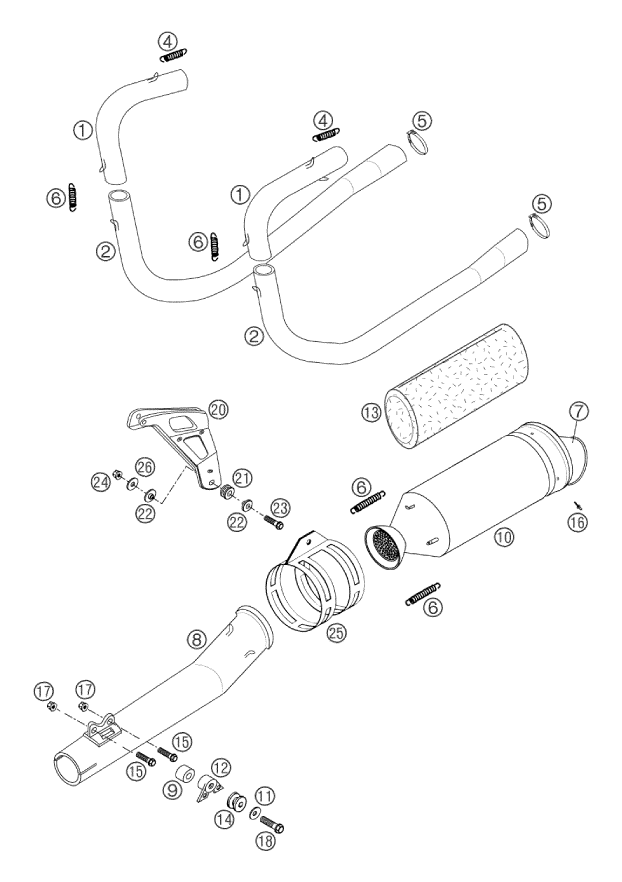 Sprängskiss: Exhaust System – KTM 660 RALLYE 2002