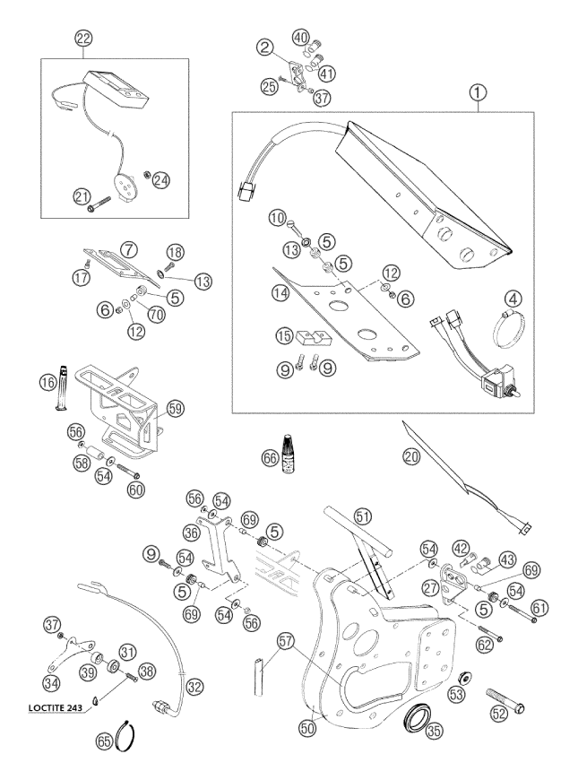 Sprängskiss: Instruments / Lock System – KTM 660 RALLYE 2002