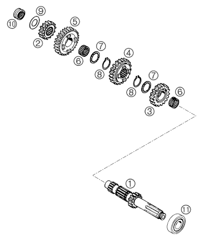 Sprängskiss: Transmission I - Main Shaft – KTM 660 SM FACTORY REPLICA 2002