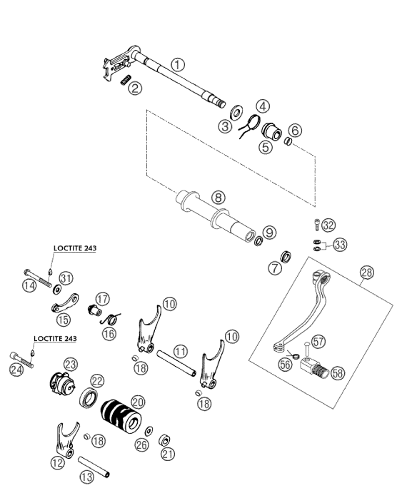 Sprängskiss: Shifting Mechanism – KTM 660 RALLYE COSTUMER 2004