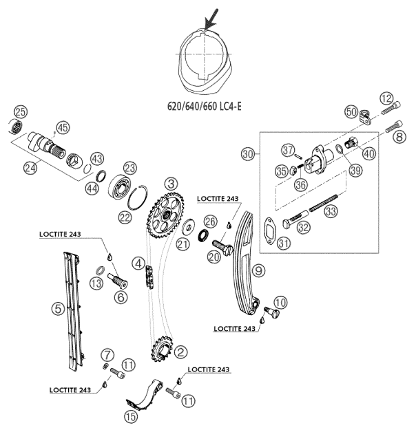 Sprängskiss: Timing Drive – KTM 660 RALLYE FACTORY REPL. 2003