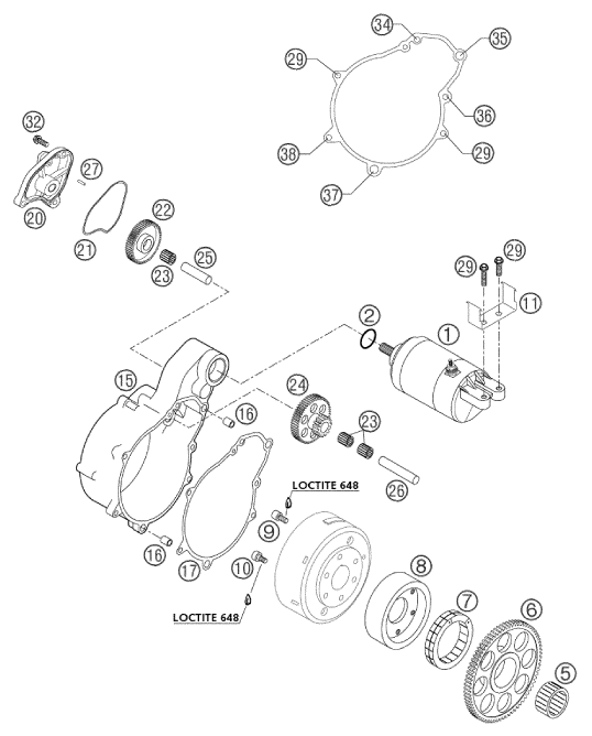Sprängskiss: Electric Starter – KTM 660 RALLYE FACTORY REPL. 2003