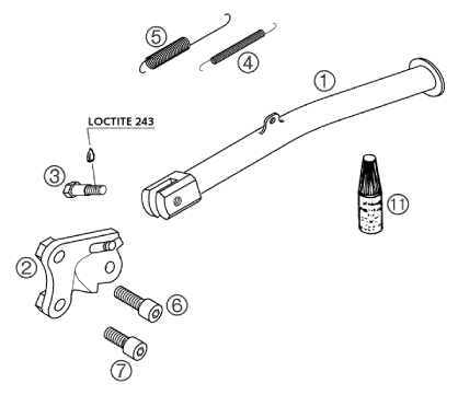 Sprängskiss: Side / Center Stand – KTM 640 DUKE II LIME 2000