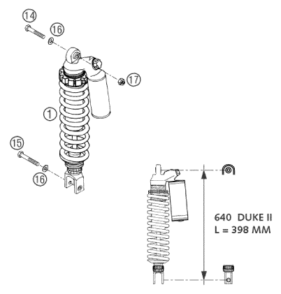 Sprängskiss: Shock Absorber – KTM 640 DUKE II ORANGE 2002