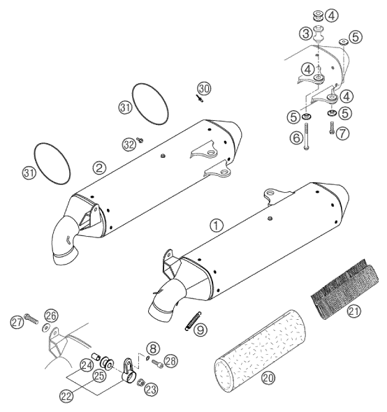 Sprängskiss: Main Silencer – KTM 640 DUKE II ORANGE 2002
