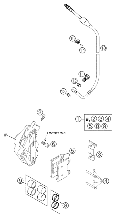Sprängskiss: Front Brake Caliper – KTM 640 DUKE II ORANGE 2002