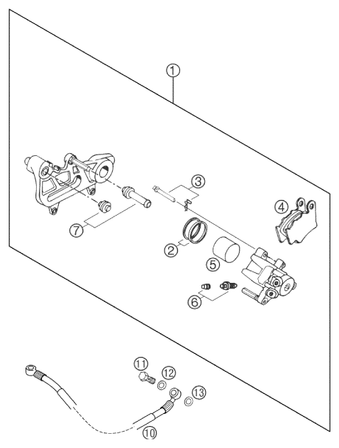 Sprängskiss: Rear Brake Caliper – KTM 640 DUKE II ORANGE 2002