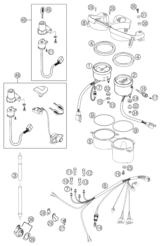 Sprängskiss: Instruments / Lock System – KTM 640 DUKE II ORANGE 2002