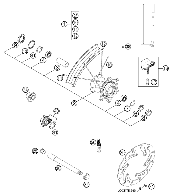 Sprängskiss: Front Wheel – KTM 400 EXC RACING 2002