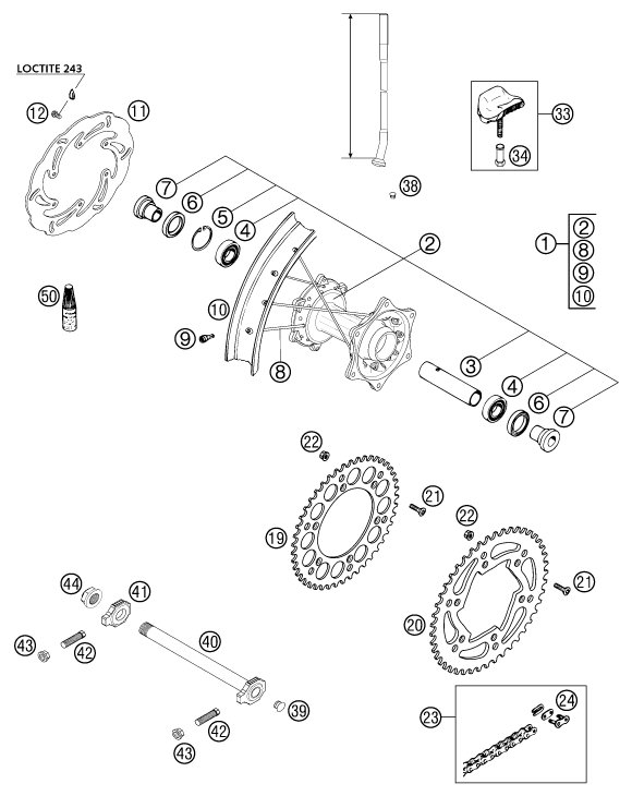Sprängskiss: Rear Wheel – KTM 400 EXC RACING 2002