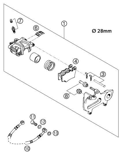 Sprängskiss: Rear Brake Caliper – KTM 125 EXC SIX-DAYS 2001