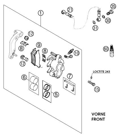 Sprängskiss: Front Brake Caliper – KTM 400 EXC RACING 2002