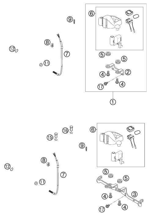 Sprängskiss: Instruments / Lock System – KTM 250 EXC RACING 2002