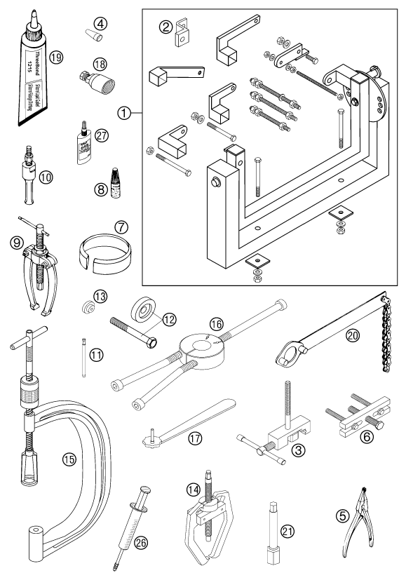 Sprängskiss: Special Tools (Engine) – KTM 400 EXC RACING 2002