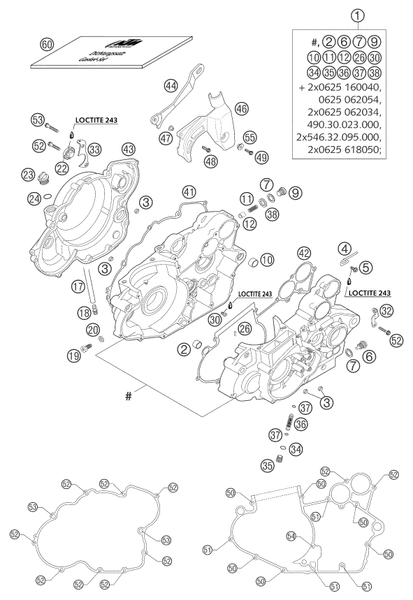 Sprängskiss: Engine Case – KTM 400 EXC RACING 2002