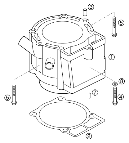 Sprängskiss: Cylinder – KTM 400 EXC RACING 2002