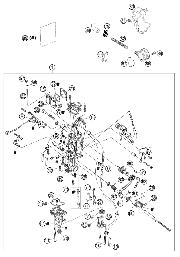 Sprängskiss: Carburetor – KTM 400 EXC RACING 2002