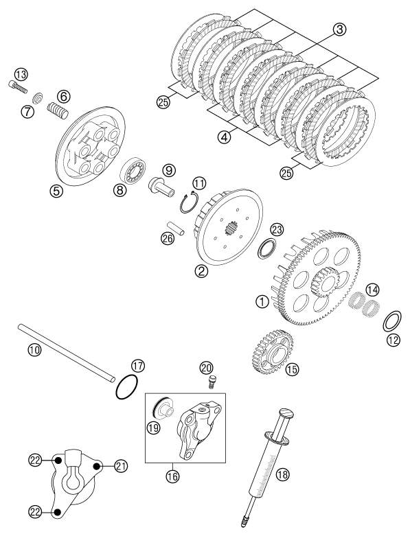 Sprängskiss: Clutch – KTM 400 EXC RACING 2002