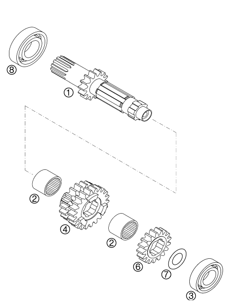 Sprängskiss: Transmission I - Main Shaft – KTM 525 SX SUPERMOTO 2004