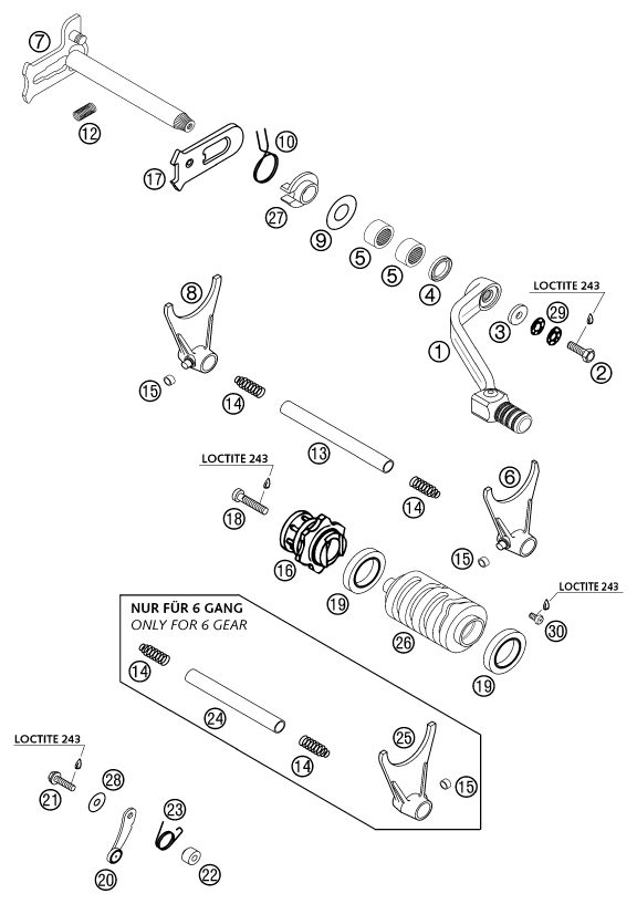 Sprängskiss: Shifting Mechanism – KTM 250 EXC RACING 2003