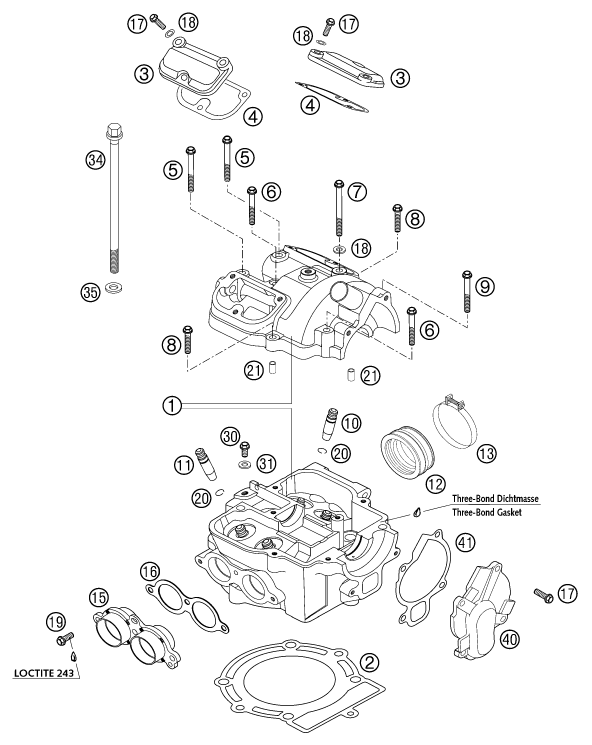 Sprängskiss: Cylinder Head – KTM 400 EXC RACING 2002