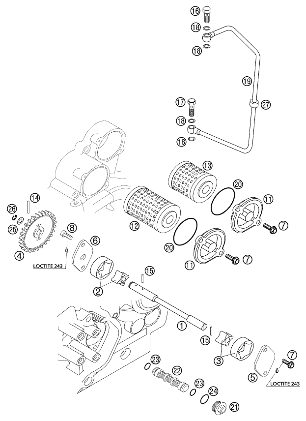 Sprängskiss: Lubricating System – KTM 250 EXC RACING 2003