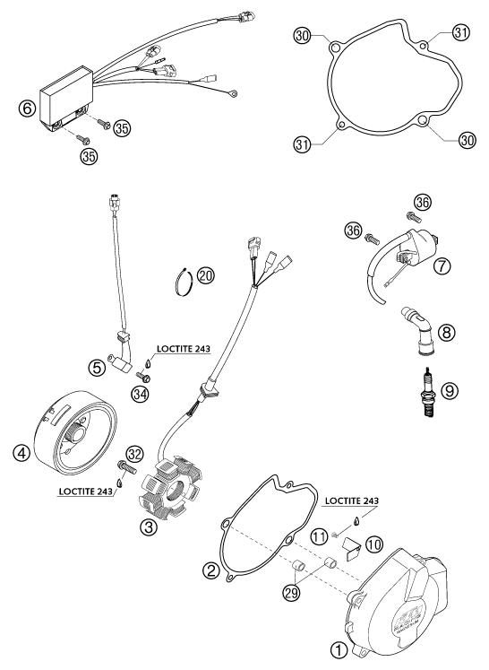 Sprängskiss: Ignition System – KTM 250 EXC RACING 2003