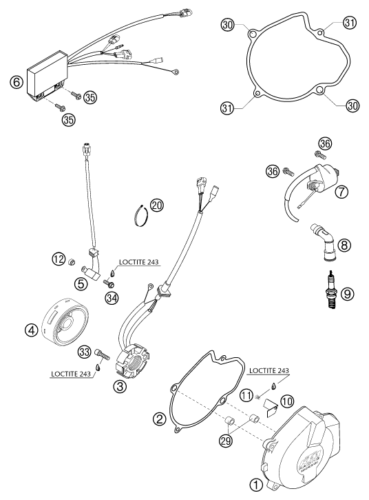 Sprängskiss: Ignition System – KTM 525 SX SUPERMOTO 2004