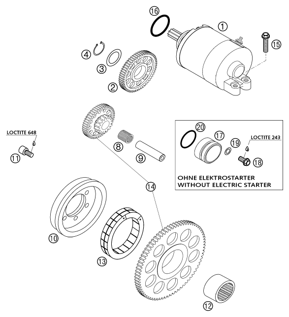 Sprängskiss: Electric Starter – KTM 400 EXC RACING 2002