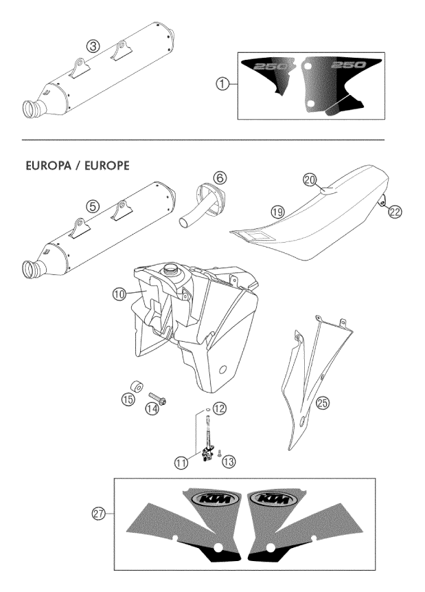 Sprängskiss: New Parts – KTM 250 EXC RACING 2002