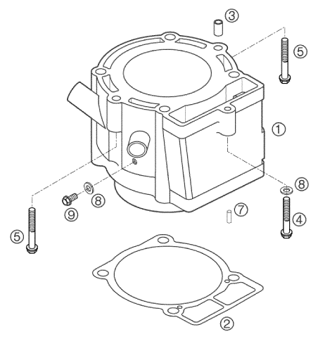 Sprängskiss: Cylinder – KTM 250 EXC RACING 2002