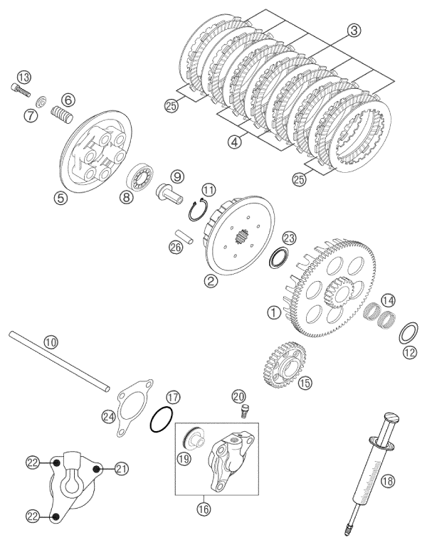 Sprängskiss: Clutch – KTM 250 EXC RACING 2002