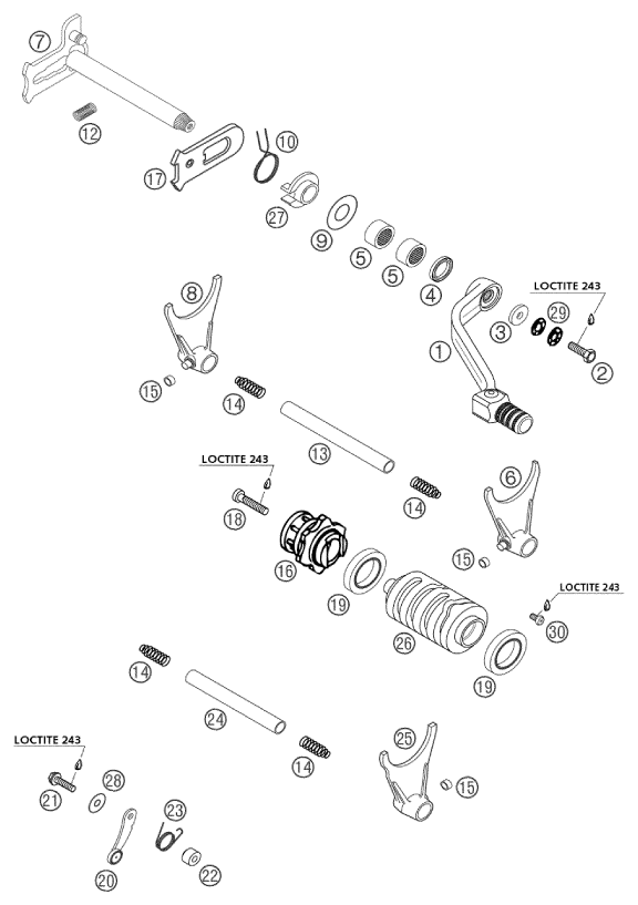Sprängskiss: Shifting Mechanism – KTM 250 EXC RACING 2002