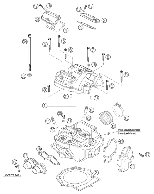 Sprängskiss: Cylinder Head – KTM 250 EXC RACING 2002