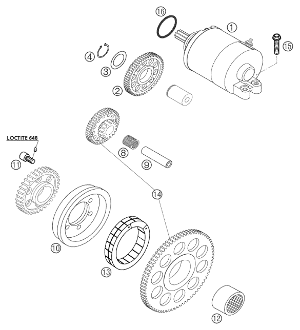 Sprängskiss: Electric Starter – KTM 250 EXC RACING 2001