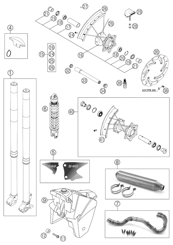 Sprängskiss: New Parts – KTM 540 SXS RACING 2002