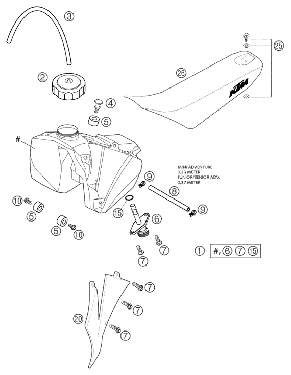 Sprängskiss: Tank, Seat – KTM 50 JUNIOR ADVENTURE 2003