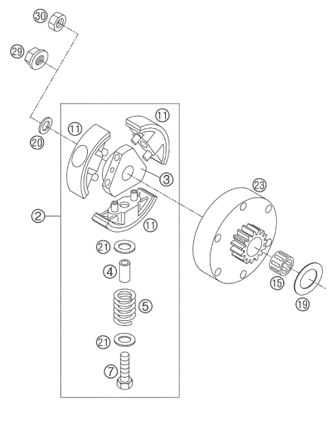 Sprängskiss: Clutch – KTM 50 JUNIOR ADVENTURE 2003
